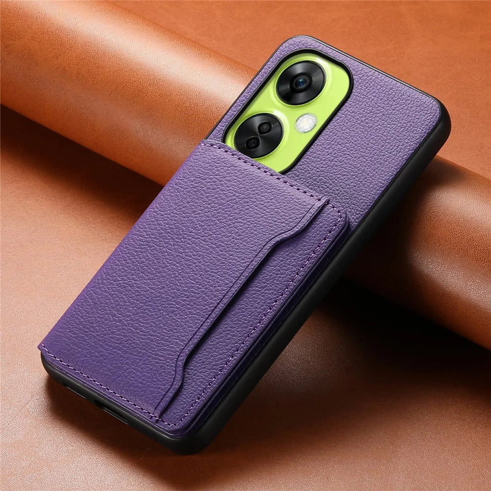 For OnePlus Nord CE 3 Lite 5G / Nord N30 5G Case PU Leather+PC+TPU Card Holder Phone Cover - Purple - 6