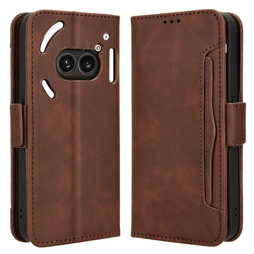 For Nothing Phone (2a) Plus / Phone (2a) Leather Case Multiple Card Slots Magnetic Closure Phone Cover - Brown - 1