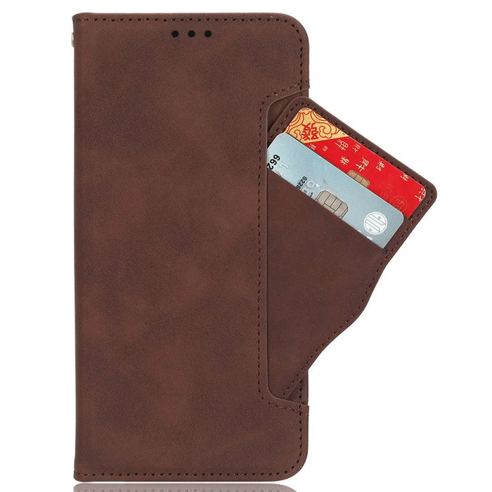For Nothing Phone (2a) Plus / Phone (2a) Leather Case Multiple Card Slots Magnetic Closure Phone Cover - Brown - 2