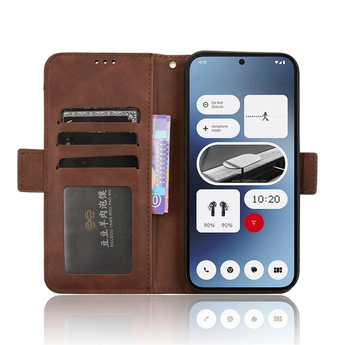 For Nothing Phone (2a) Plus / Phone (2a) Leather Case Multiple Card Slots Magnetic Closure Phone Cover - Brown - 3