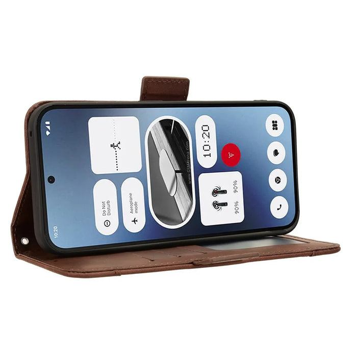 For Nothing Phone (2a) Plus / Phone (2a) Leather Case Multiple Card Slots Magnetic Closure Phone Cover - Brown - 4