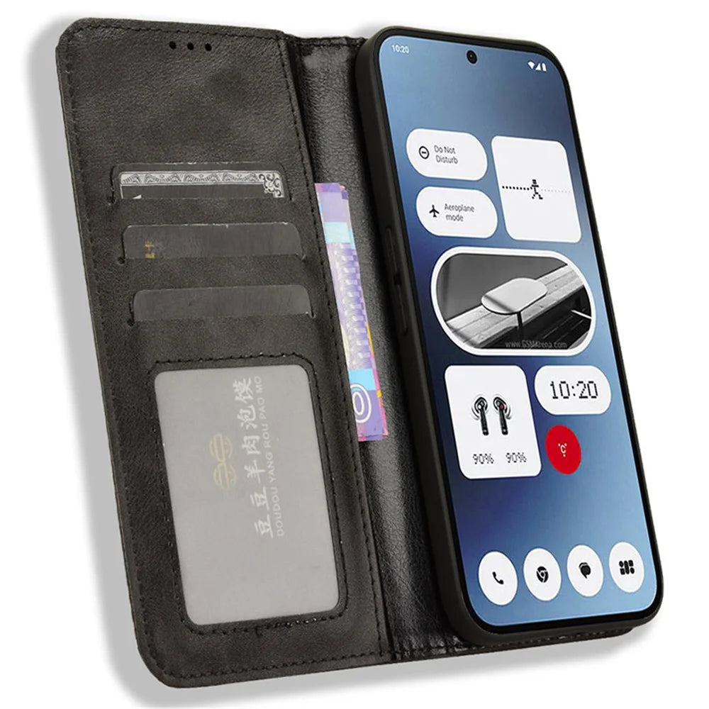 For Nothing Phone (2a) Plus / Phone (2a) Case Wallet PU Leather Phone Cover Magnetic Closing - Black - 2
