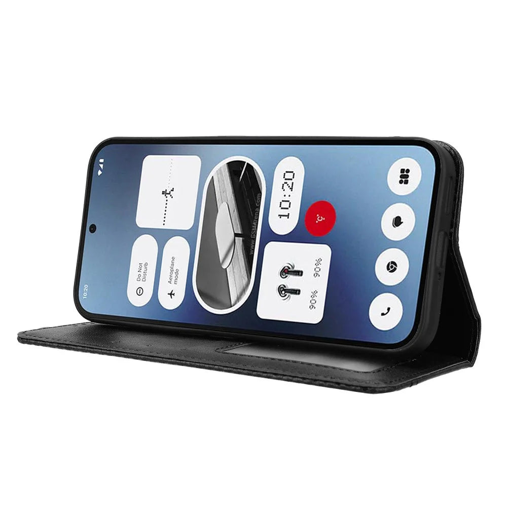 For Nothing Phone (2a) Plus / Phone (2a) Case Wallet PU Leather Phone Cover Magnetic Closing - Black - 3
