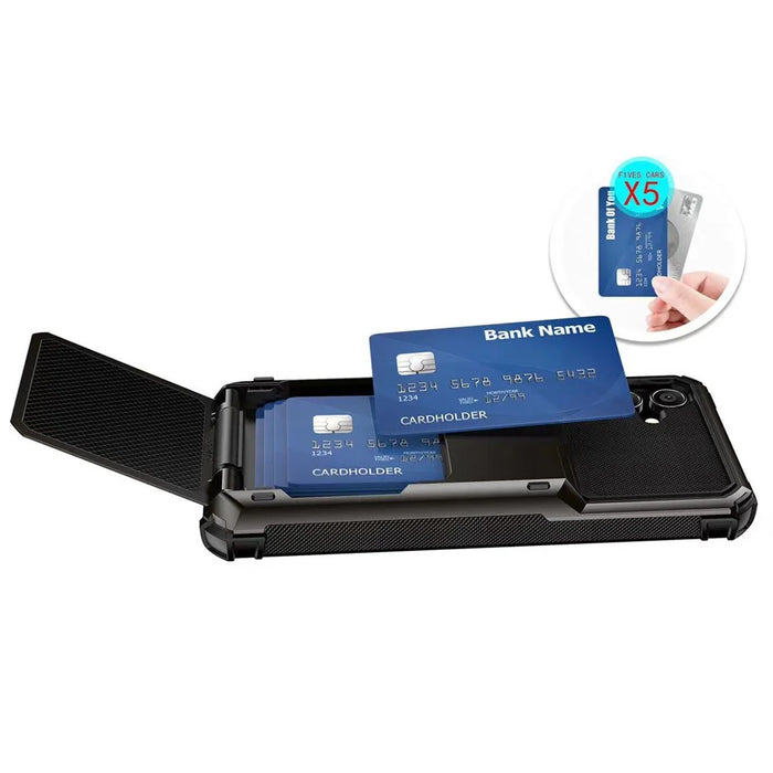For Samsung Galaxy S23 FE Case PC+TPU Dual Layer Shockproof Cover with Card Holder - Black - 4
