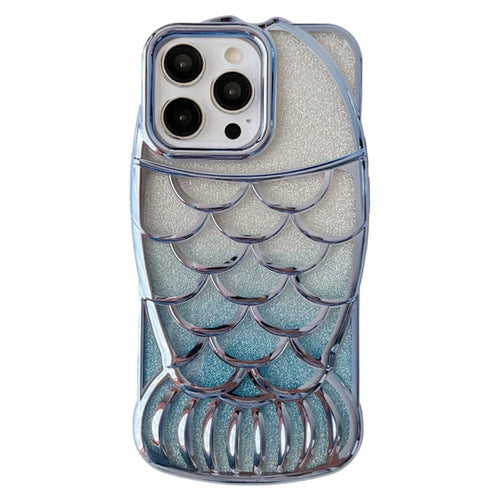 For iPhone 13 Pro Case Sparkly Soft TPU Fish Shape Electroplating Phone Cover - Blue - 1