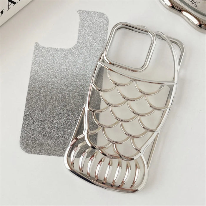 For iPhone 13 Pro Case Sparkly Soft TPU Fish Shape Electroplating Phone Cover - Blue - 3