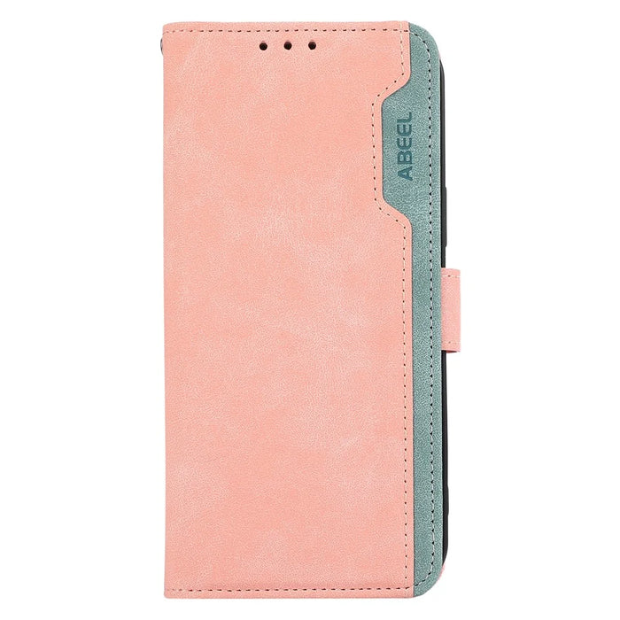ABEEL For 	Samsung Galaxy S25+ / S24+ Case PU Leather RFID Blocking Phone Stand Cover - Pink - 5