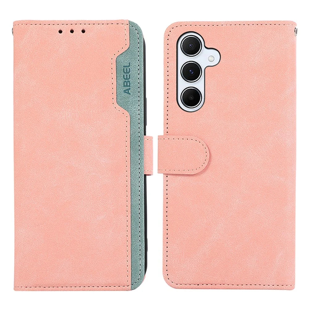 ABEEL For Samsung Galaxy A34 5G Wallet Case RFID Blocking Leather Phone Cover - Pink - 1