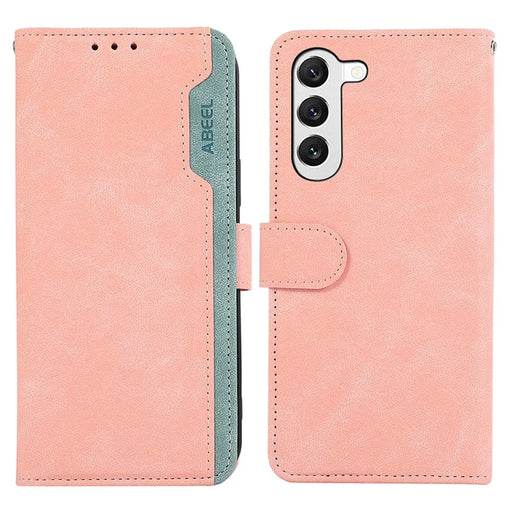 ABEEL For Samsung Galaxy S23+ Case Splicing Color Stand Wallet Flip Leather Phone Cover - Pink - 1