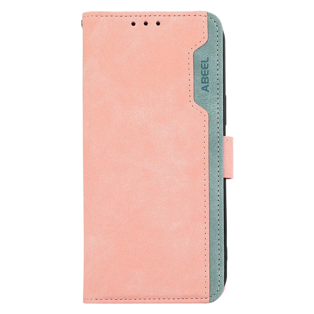 ABEEL For Samsung Galaxy S23+ Case Splicing Color Stand Wallet Flip Leather Phone Cover - Pink - 5