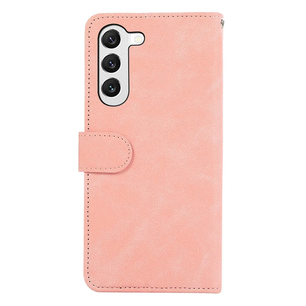 ABEEL For Samsung Galaxy S23+ Case Splicing Color Stand Wallet Flip Leather Phone Cover - Pink - 6