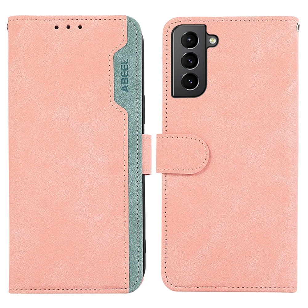 ABEEL For Samsung Galaxy S21 5G / S21 4G Wallet Case Color Matching RFID Blocking Leather Phone Cover - Pink - 1