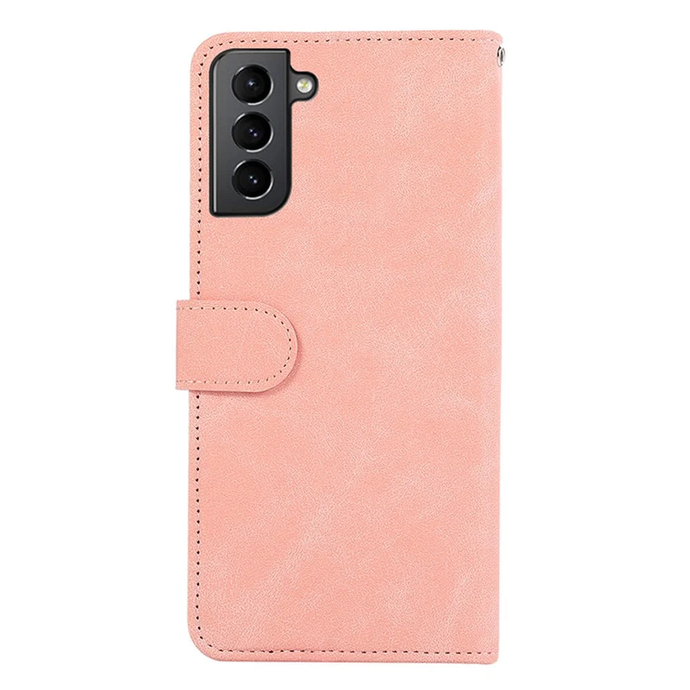 ABEEL For Samsung Galaxy S21 5G / S21 4G Wallet Case Color Matching RFID Blocking Leather Phone Cover - Pink - 6
