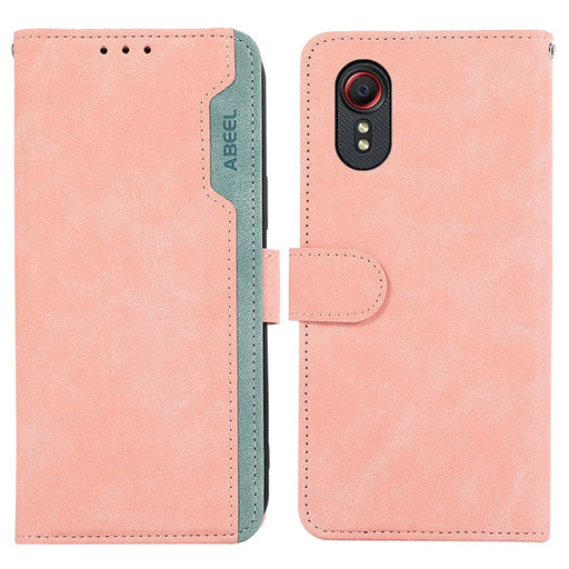ABEEL For Samsung Galaxy Xcover 5 Case Leather Wallet Phone Cover RFID Blocking - Pink - 1