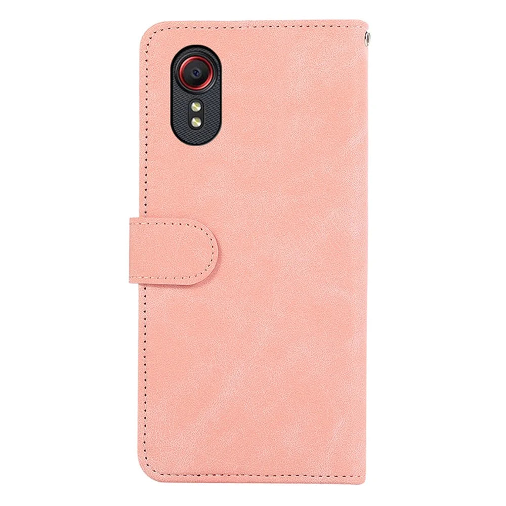 ABEEL For Samsung Galaxy Xcover 5 Case Leather Wallet Phone Cover RFID Blocking - Pink - 6