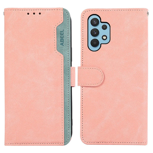 ABEEL For Samsung Galaxy A32 4G (EU Version) Wallet Phone Case PU Leather RFID Blocking Shockproof Phone Cover - Pink - 1
