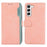 ABEEL For Samsung Galaxy S22 5G RFID Blocking Wallet Case Color Matching Leather Phone Cover - Pink - 1