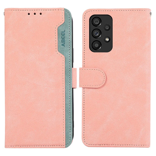 ABEEL For Samsung Galaxy A33 5G Wallet Case Color Matching RFID Blocking Leather Phone Cover - Pink - 1