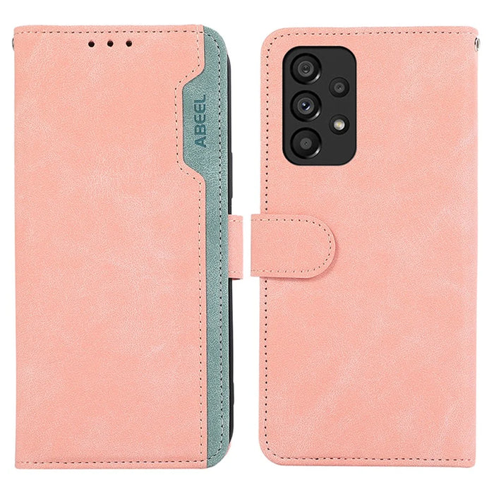 ABEEL For Samsung Galaxy A33 5G Wallet Case Color Matching RFID Blocking Leather Phone Cover - Pink - 1