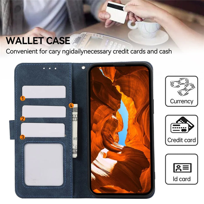 ABEEL For Samsung Galaxy A55 5G Case RFID Blocking Wallet PU Leather Stand Cover - Blue - 5