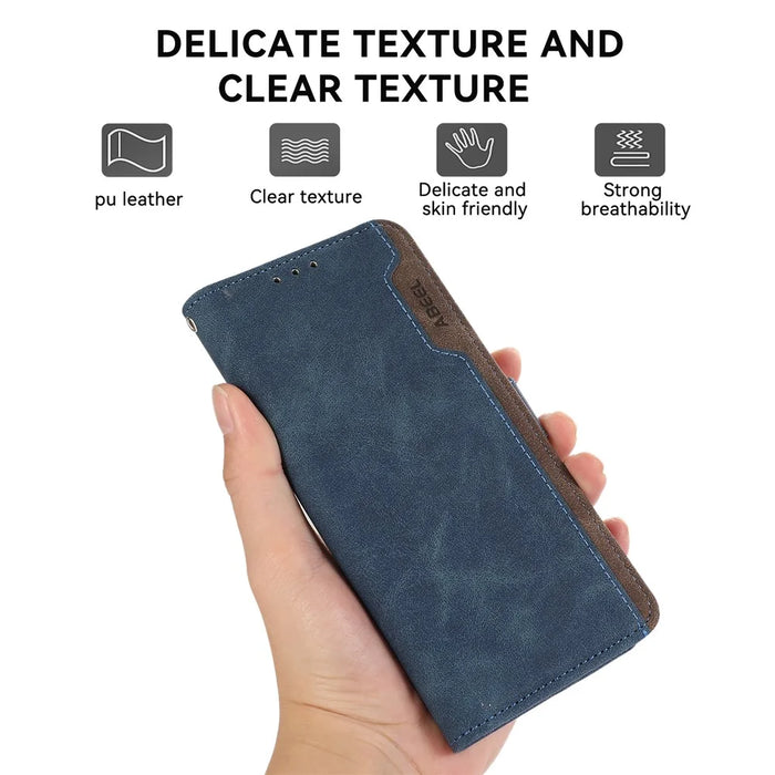 ABEEL For Samsung Galaxy A55 5G Case RFID Blocking Wallet PU Leather Stand Cover - Blue - 7