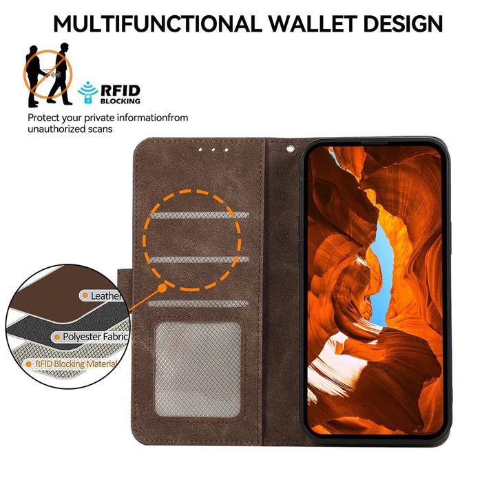 ABEEL For 	Samsung Galaxy S21+ 5G Cell Phone Cases RFID Blocking Stand Cover - Brown - 4