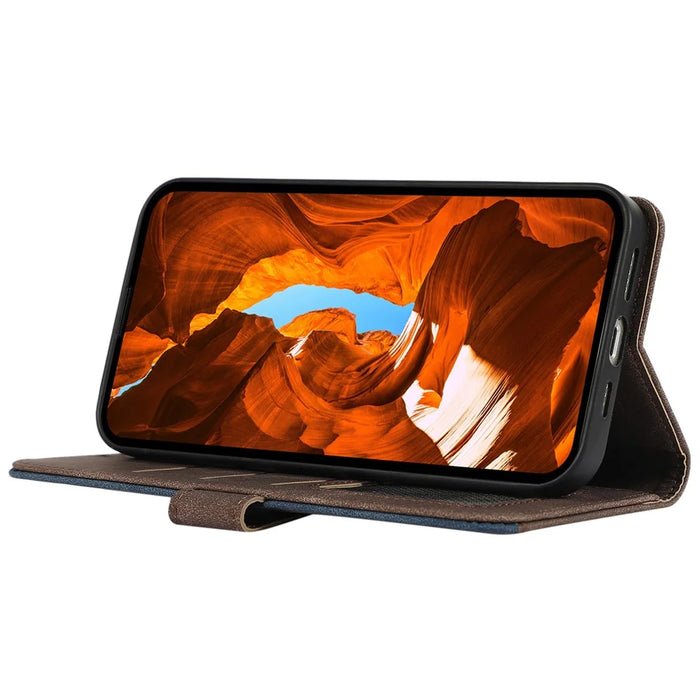 ABEEL For Samsung Galaxy A15 5G Shockproof Phone Case PU Leather RFID Blocking Wallet Cover - Brown - 3