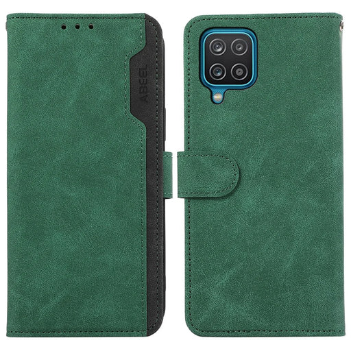 ABEEL For Samsung Galaxy A12 Drop Proof Cell Phone Case RFID Blocking Stand Cover - Green - 1