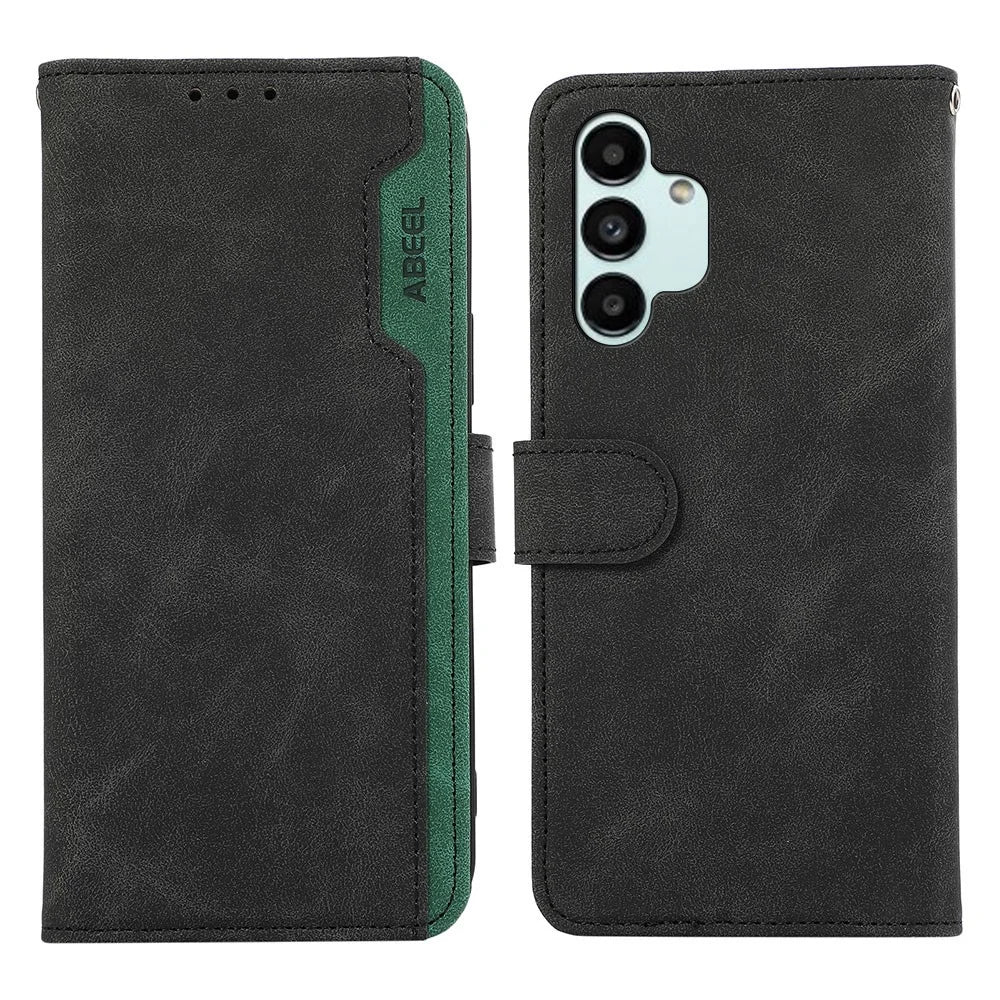 ABEEL PU Leather Case For Samsung Galaxy A04s 4G (164.7mm) / A13 5G RFID Blocking Stand - Black - 1