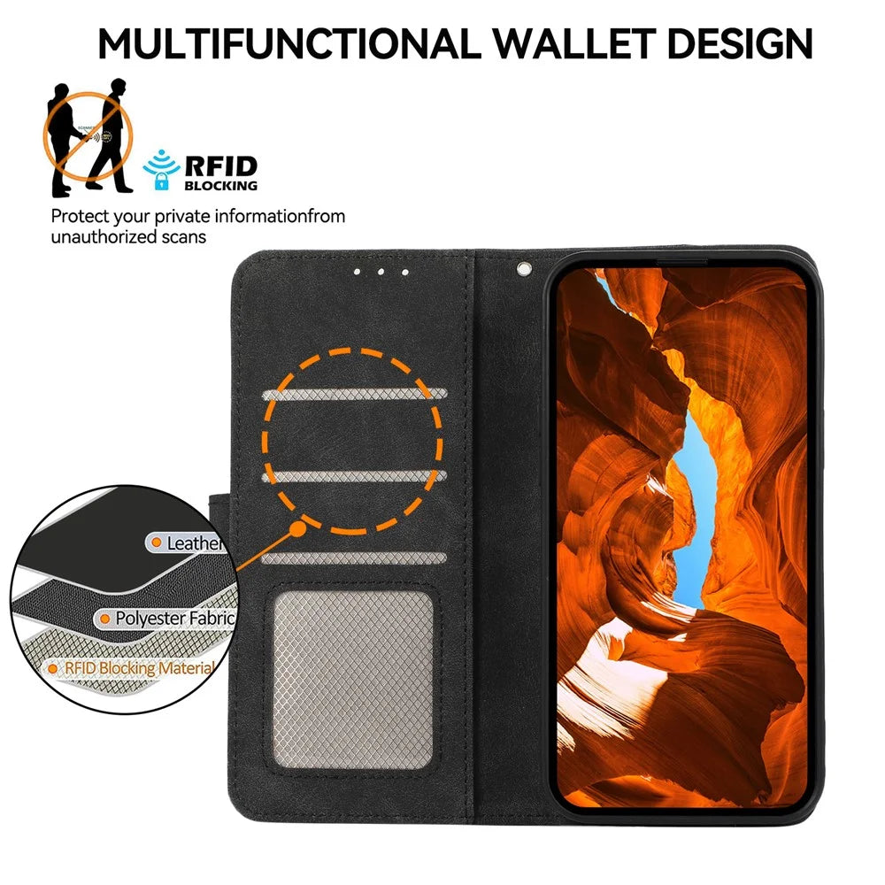 ABEEL PU Leather Case For Samsung Galaxy A04s 4G (164.7mm) / A13 5G RFID Blocking Stand - Black - 4