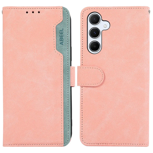 ABEEL For Samsung Galaxy A24 4G (162.1 x 77.6 x 8.3mm) Anti-scratch Phone Case PU Leather RFID Blocking Wallet Cover - Pink - 1