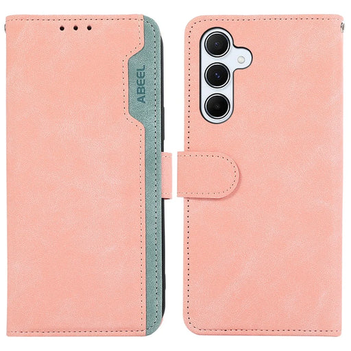 ABEEL For Samsung Galaxy A24 4G (162.1 x 77.6 x 8.3mm) Anti-scratch Phone Case PU Leather RFID Blocking Wallet Cover - Pink - 1