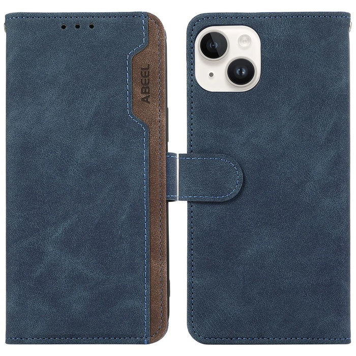 ABEEL For iPhone 13 6.1 inch Magnetic Phone Case PU Leather RFID Blocking Wallet Cover - Blue - 1