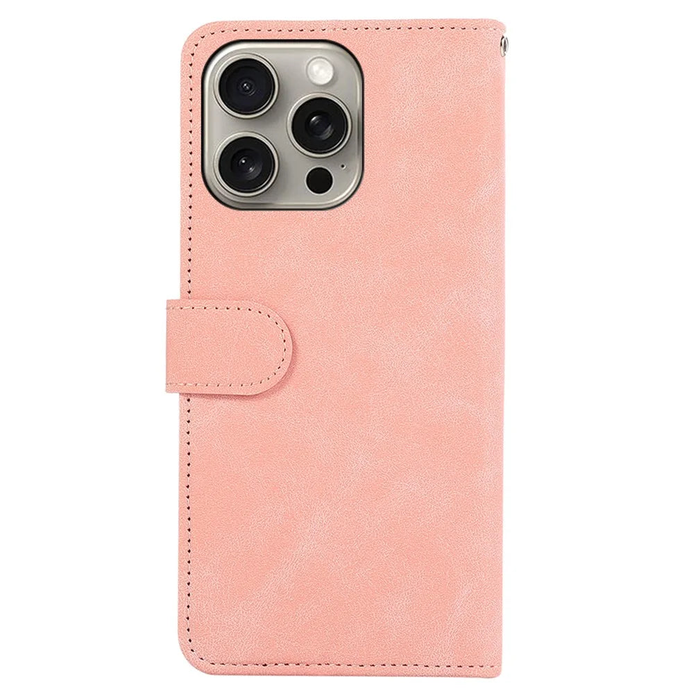 ABEEL For iPhone 13 Pro Max Case with RFID Blocking Leather Wallet Flip Folio Stand Phone Cover - Pink - 7
