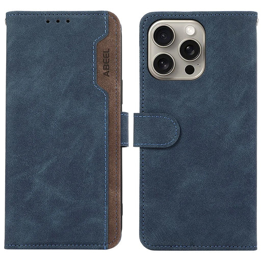 ABEEL For iPhone 14 Pro Leather Phone Case RFID Blocking Wallet Flip Phone Cover - Blue - 1