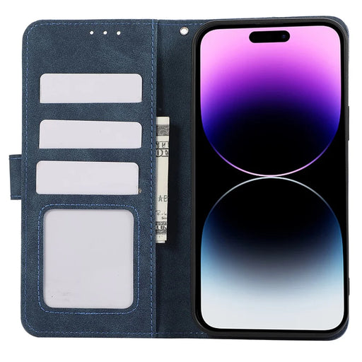 ABEEL For iPhone 14 Pro Leather Phone Case RFID Blocking Wallet Flip Phone Cover - Blue - 2