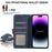 ABEEL For iPhone 14 Pro Leather Phone Case RFID Blocking Wallet Flip Phone Cover - Blue - 4