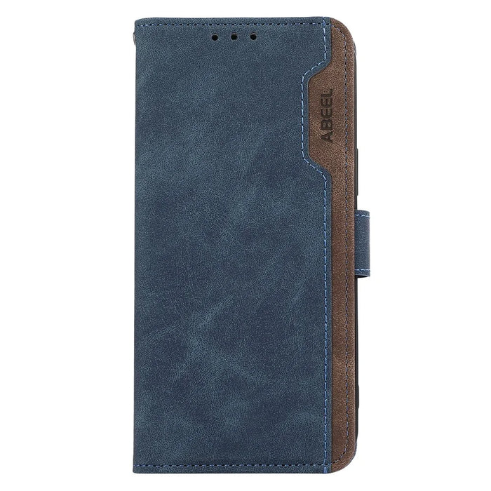 ABEEL For iPhone 14 Pro Leather Phone Case RFID Blocking Wallet Flip Phone Cover - Blue - 6