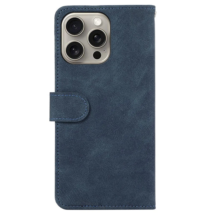 ABEEL For iPhone 14 Pro Leather Phone Case RFID Blocking Wallet Flip Phone Cover - Blue - 7