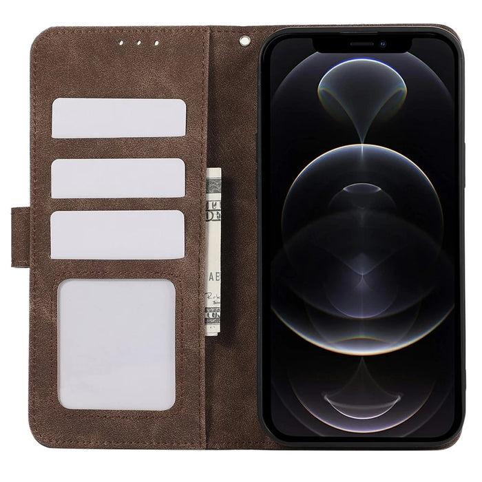 ABEEL For iPhone 12 / 12 Pro Case Color Matching RFID Blocking Leather Phone Cover with Wallet - Brown - 2