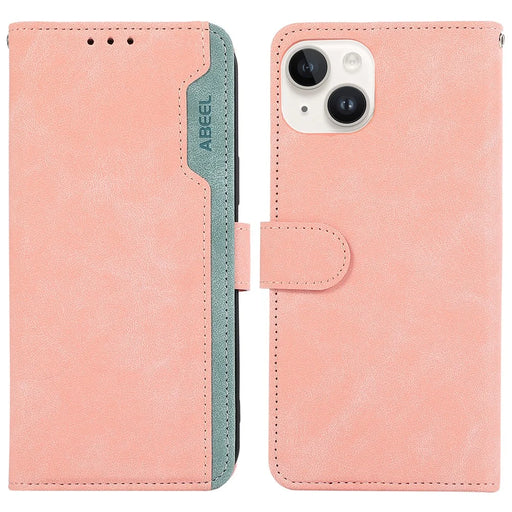ABEEL For iPhone 14 Plus Wallet Case PU Leather RFID Blocking Flip Shockproof Phone Cover - Pink - 1
