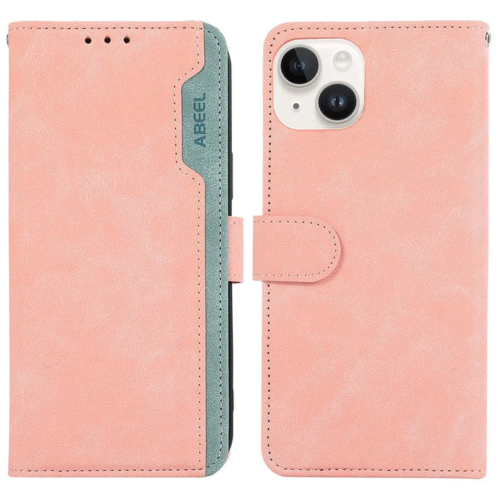 ABEEL For iPhone 14 Plus Wallet Case PU Leather RFID Blocking Flip Shockproof Phone Cover - Pink - 1