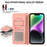 ABEEL For iPhone 14 Plus Wallet Case PU Leather RFID Blocking Flip Shockproof Phone Cover - Pink - 5