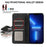 ABEEL For iPhone 13 Pro Wallet Case RFID Blocking Splicing Color Leather Phone Cover - Black - 4