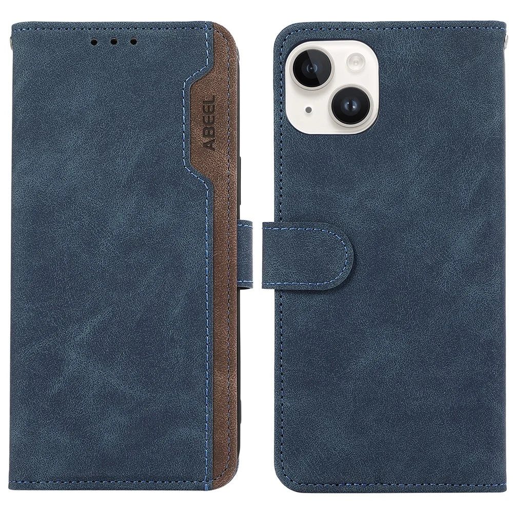 ABEEL For iPhone 15 Plus Phone Cover Color Matching RFID Blocking Card Slots Case - Blue - 1