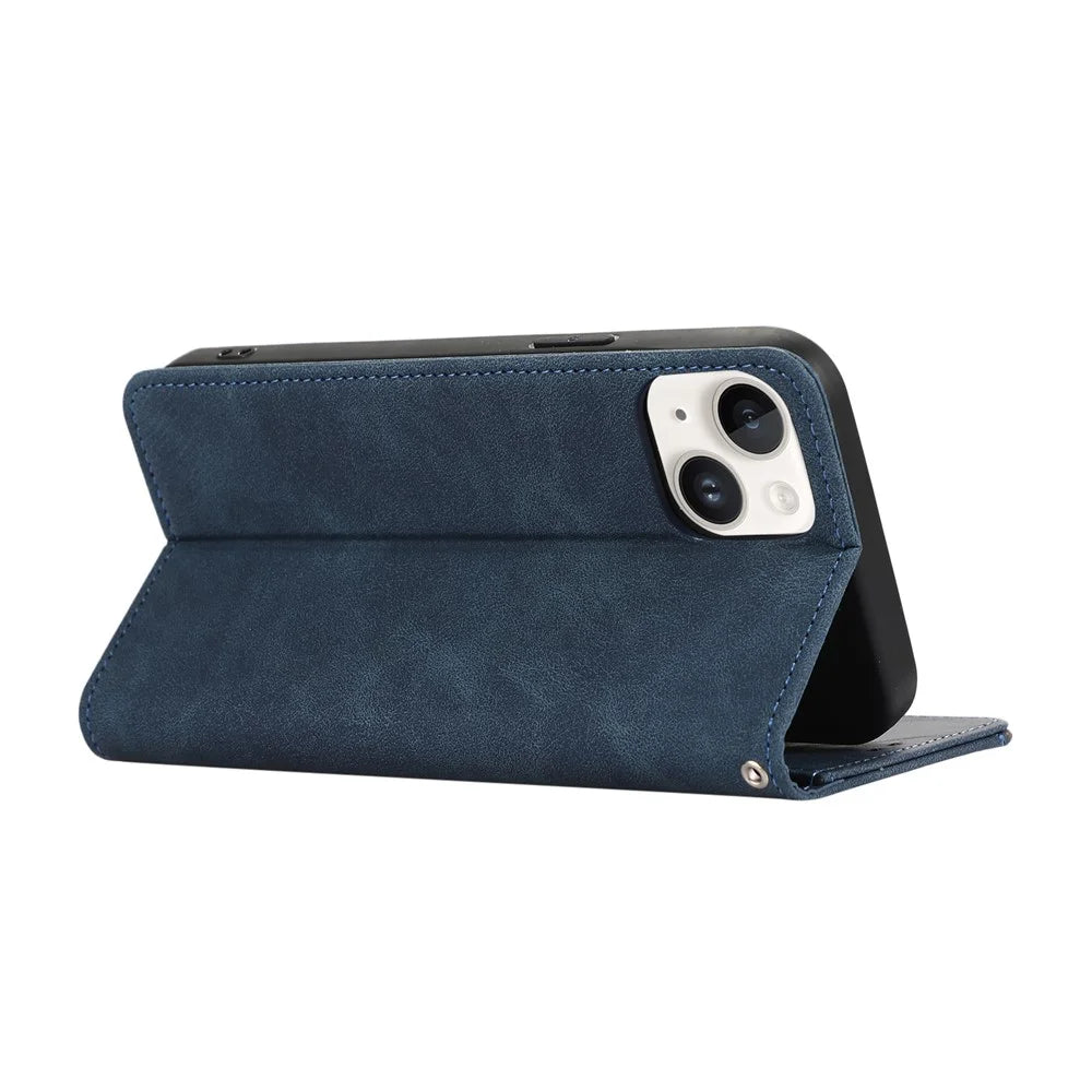 ABEEL For iPhone 15 Plus Phone Cover Color Matching RFID Blocking Card Slots Case - Blue - 4