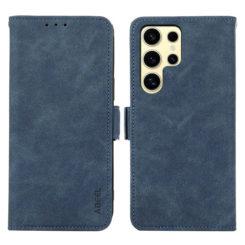 ABEEL For Samsung Galaxy S24 Ultra Case Magnetic Clasp RFID Blocking Leather Phone Cover - Blue - 1
