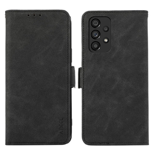 ABEEL For Samsung Galaxy A33 5G Case PU Leather RFID Blocking 3 Card Slots Stand Phone Cover - Black - 1