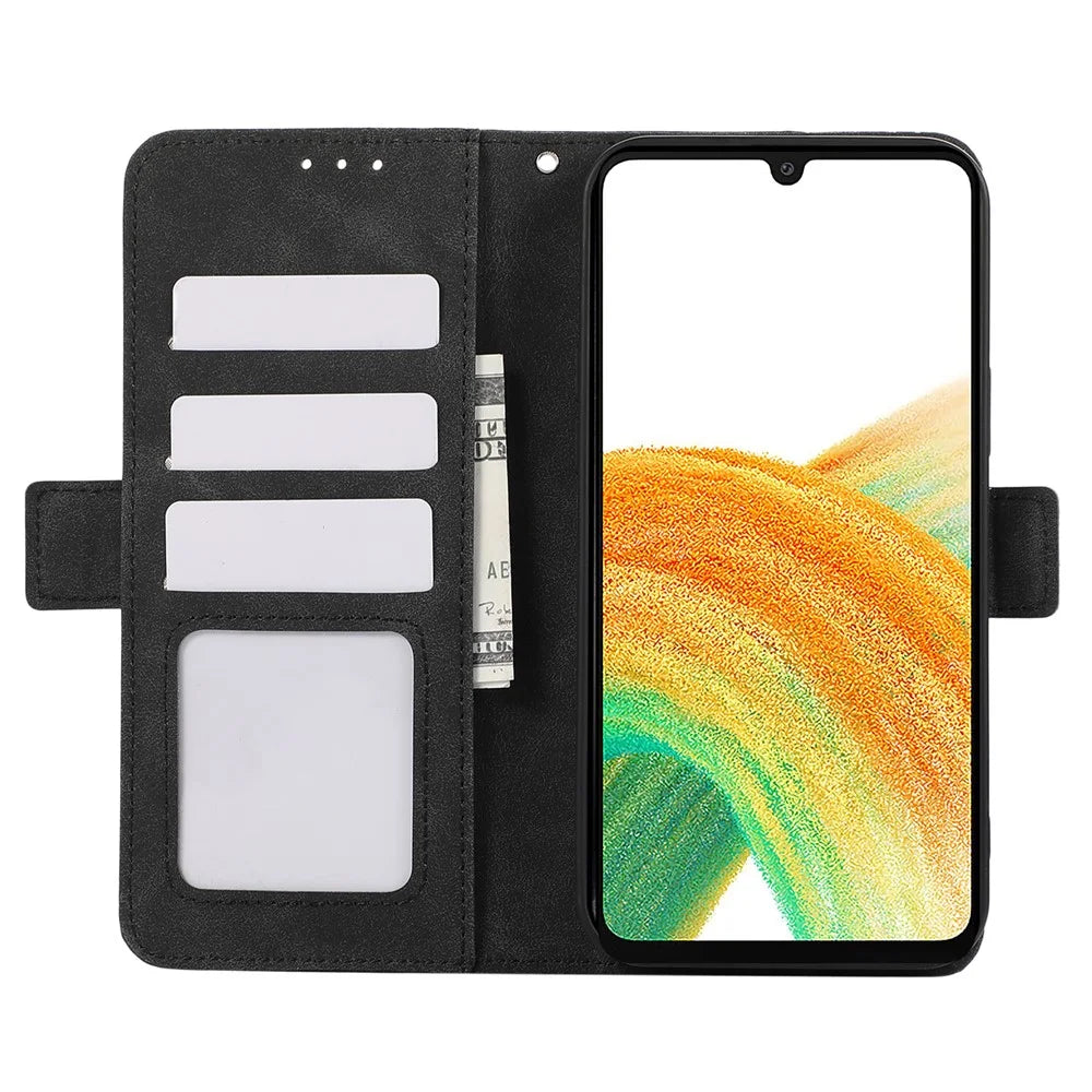 ABEEL For Samsung Galaxy A33 5G Case PU Leather RFID Blocking 3 Card Slots Stand Phone Cover - Black - 2