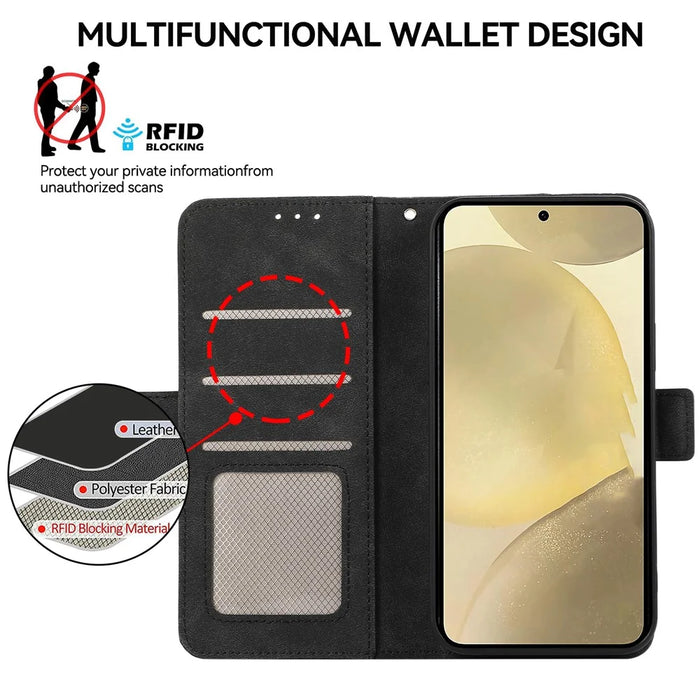 ABEEL For Samsung Galaxy S23+ Leather Case RFID Blocking Wallet Phone Cover Side Magnetic Clasp - Black - 4